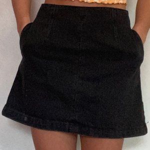 black denim mini skirt